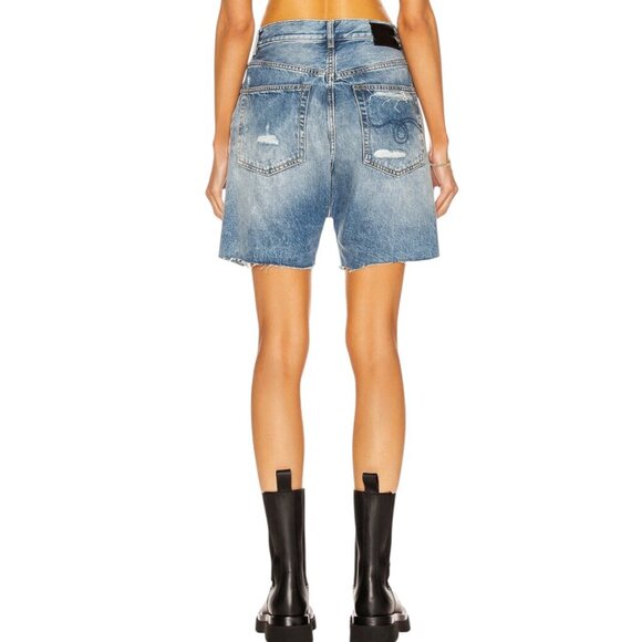 New R13 Marky Drop Short Jeans Size 24 Bain Wash Blue Denim Distressed Faded - Picture 3 of 16